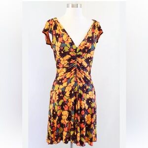 Free People Dress (XS/P) Rayon Floral V-Neck w/ Cap Sleeves
